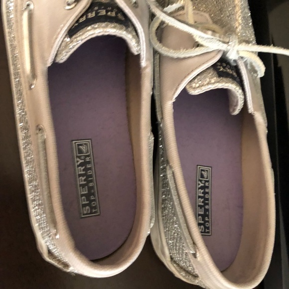 Sparkly Silver Sperry Boat shoes - Picture 3 of 5
